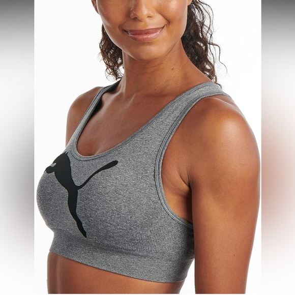 Puma Women's Charcoal Sports Bra - Picture 1 of 3